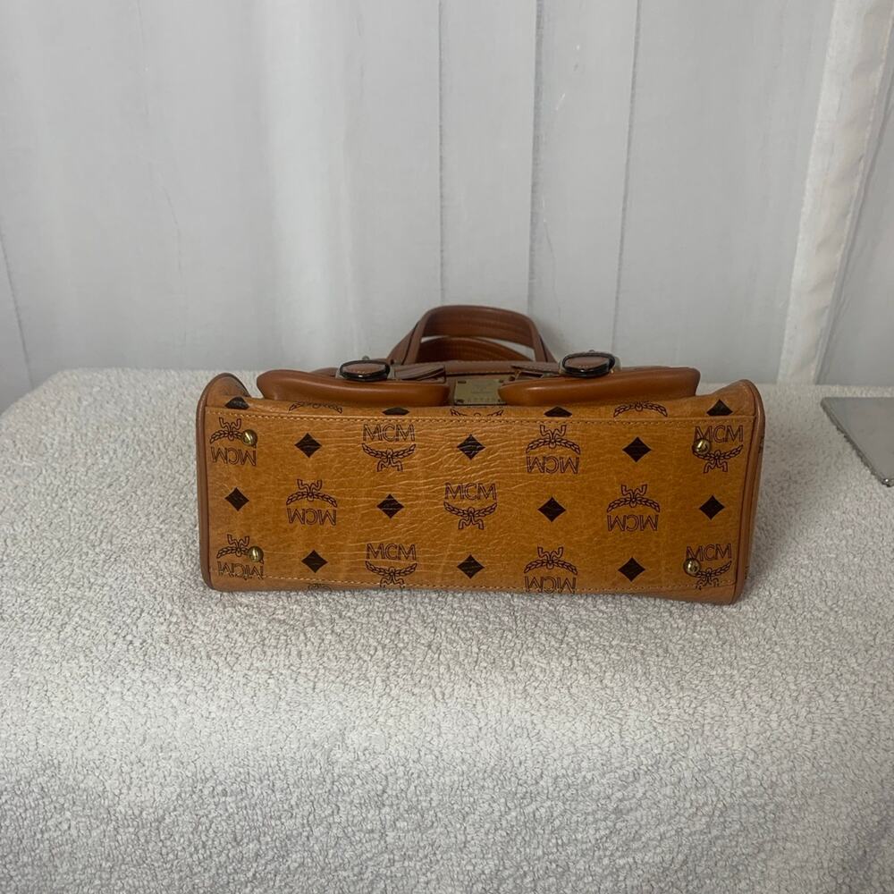 GUC MCM SMALL COGNAC VISETOS BOSTON BAG, L 10” x H 6.5” x D 3.5” - Picture 4 of 9